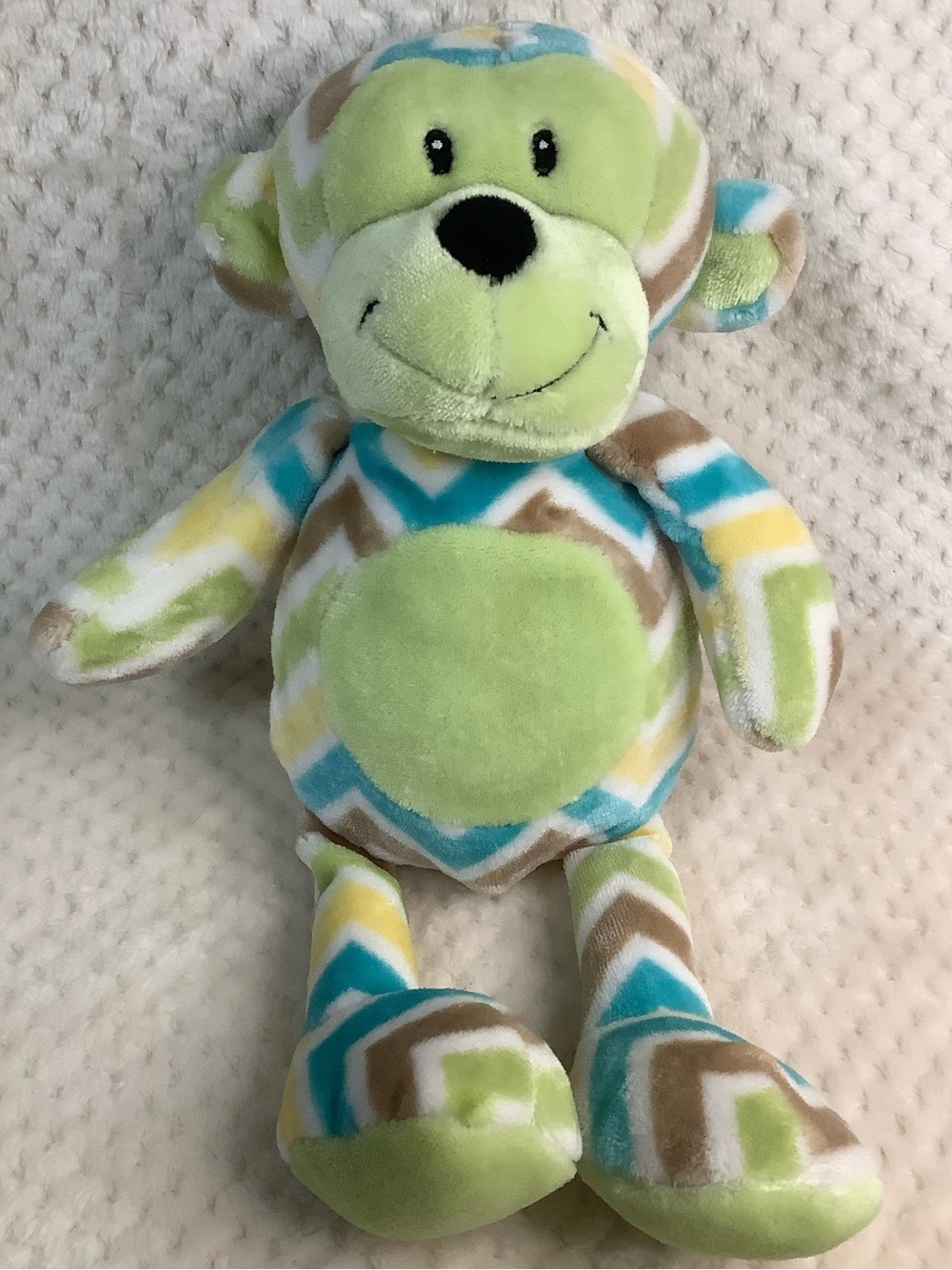Baby’s First by Nemcor Plush Green Chevron Monkey Stuffed Animal Sensory Toy